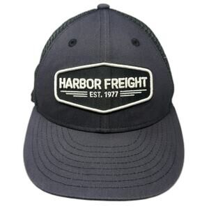 Harbor Freight Trucker Hat Gray One Size Mesh Snapback Patch Logo HFT Est 1977